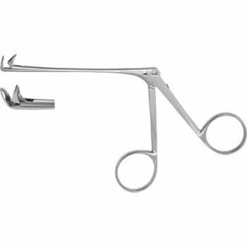 STRUEMPEL EAR FORCEPS 80MM 90° CURVED UP, OVAL FENESTRATED CUP, 2,5X6MM