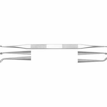 HOUSE CURETTE 170MM, DOUBLE ENDED, CURVED, OVAL CUP Ø1,5x2,2MM / Ø1,9x2,6MM