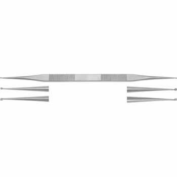 HOUSE CURETTE 170MM, DOUBLE ENDED, STRAIGHT, ROUND CUP Ø1,0 / Ø1,2MM