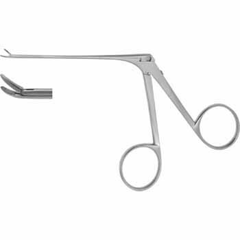 MICRO EAR FORCEPS 80MM, CURVED RIGHT JAWS 0,8x4MM, SERRATED