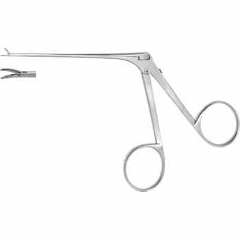 MICRO EAR FORCEPS 80MM, CURVED LEFT JAWS 0,8x4MM, SERRATED