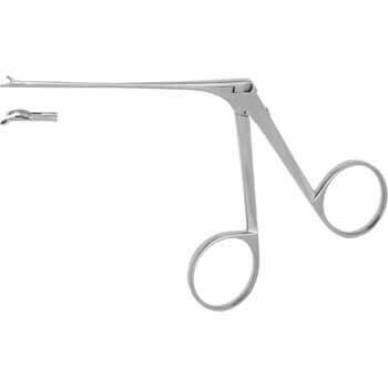 MICRO EAR FORCEPS 80MM, CURVED LEFT OVAL CUP 0,6x1,8MM