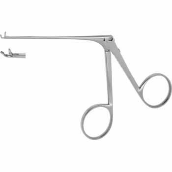 MICRO EAR FORCEPS 80MM, CURVED UP, OVAL CUP 0,6x1,8MM