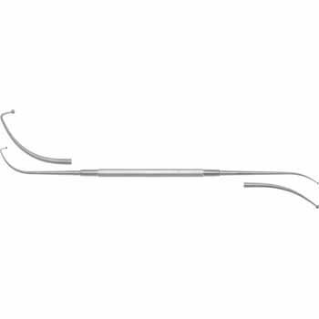 FRONTAL SINUS OSTIUM SEEKER D/E 210MM, BALL ENDED, ONE TIP SLIGHTLY CURVED, ONE TIP 90° CURVED