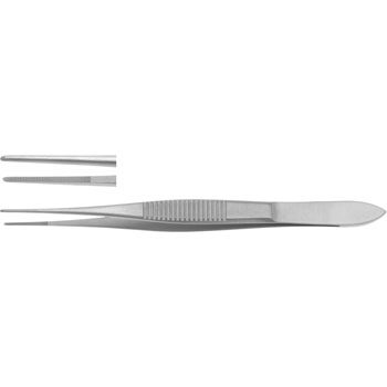 IRIS DRESSING FORCEPS 100MM STRAIGHT 0,7MM WIDTH MILLED THUMB SERRATION