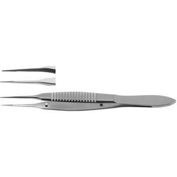 MCPHERSON SUTURE FORCEPS 85MM STRAIGHT 4MM PLATFORM SERRATED HANDLE