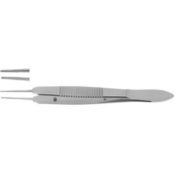 MCGREGOR CONJUNCTIVA FORCEPS 110MM STR. 5,5MM TYING PLATFORM 1MM CRISSCROSS SERRATED TIP