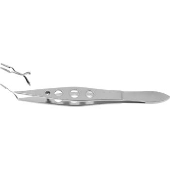 ERNEST-MCDONALD IOL INSERTING FORCEPS 105MM, CROSS-ACTION, 5MM STRAIGHT JAWS 3 HOLE HANDLE