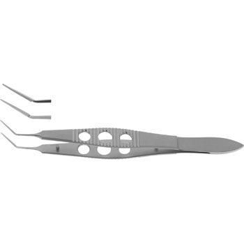 BECHERT-MC PHERSON TYING FORCEPS 105MM 45° ANGLED WITH 10MM PLATFORM SERRATED 3 HOLE HANDLE