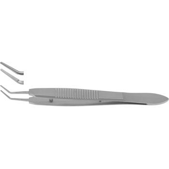 HARMS-TUEBINGEN TYING FORCEPS 100MM 7MM ANGLED PLATFORM SERRATED HANDLE