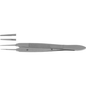 HARMS-TUEBINGEN TYING FORCEPS 100MM STRAIGHT 6MM LONG PLATFORM SERRATED HANDLE