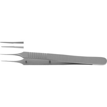 TROUTMAN TYING FORCEPS 100MM STRAIGHT EXTRA FINE 6MM LONG PLATFORM SERRATED HANDLE