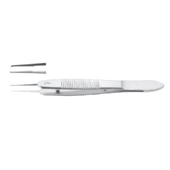 CASTROVIEJO SUTURE FORCEPS 105MM 1X2 TEETH 0,12MM WITH PLATFORM SERRATED HANDLE