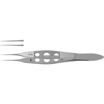 CASTROVIEJO SUTURE FORCEPS 105MM 1X2 TEETH 0,12MM WITH PLATFORM SERRATED 3 HOLE HANDLE