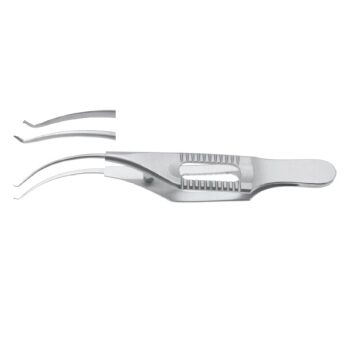 BARRAQUER COLIBRI CORNEAL UTILITY FORCEP 75MM, 1X2 TEETH 0,30MM WITHOUT PLATFORM OPEN SERRATED HANDLE