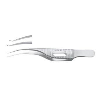 BARRAQUER COLIBRI CORNEAL UTILITY FORCEP 75MM, 1X2 TEETH 0,12MM WITH PLATFORM OPEN SERRATED HANDLE