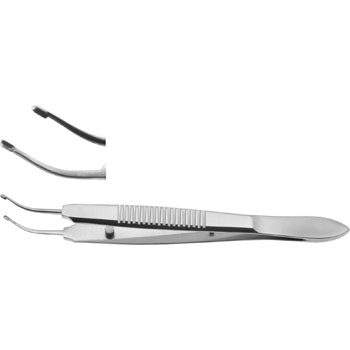 ARRUGA CAPSULAR FORCEPS 100MM STANDARD CURVE, SERRATED HANDLE