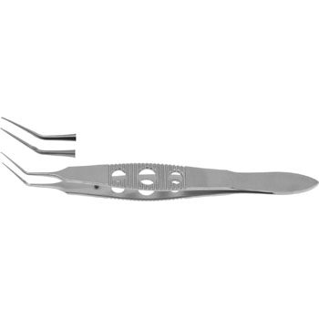 UTRATA CAPSULORHEXIS FCPS. 105MM 11MM ANGLED, VERY DELICATE TRIANGULAR TIP, SERRATED 3 HOLE HANDLE