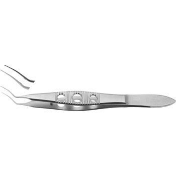 MASKET CAPSULORHEXIS FORCEPS 105MM VAULTED SHANKS 11MM VERY DELICATE SHARP TIP, SERRATED 3 HOLE HANDLE