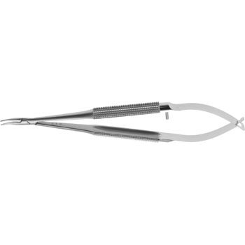 BARRAQUER NEEDLE HOLDER 140MM CURVED SMOOTH JAWS 0,75MM WITHOUT RATCH. ROUND HANDLE Ø10MM