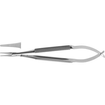 MICRO TROUTMAN NEEDLE HOLDER 100MM STRAIGHT SMOOTH JAWS WITHOUT CATCH ROUND HANDLE Ø6MM