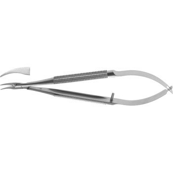 MICRO BARRAQUER NEEDLE HOLDER 115MM CURVED SMOOTH JAWS 0,5MM WITHOUT CATCH ROUND HANDLE Ø8MM