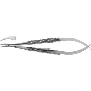 MICRO BARRAQUER NEEDLE HOLDER 115MM CURVED SMOOTH JAWS 0,5MM WITH CATCH ROUND HANDLE Ø8MM