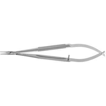 MICRO BARRAQUER NEEDLE HOLDER 135MM STRAIGHT SMOOTH JAWS 0,75MM WITHOUT CATCH ROUND HANDLE Ø8MM