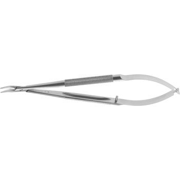 MICRO BARRAQUER NEEDLE HOLDER 135MM CURVED SMOOTH JAWS 0,75MM WITHOUT CATCH ROUND HANDLE Ø8MM