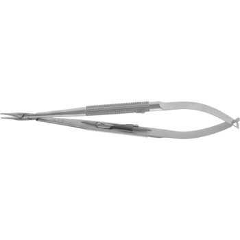 MICRO BARRAQUER NEEDLE HOLDER 135MM STRAIGHT SMOOTH JAWS 0,75MM WITH CATCH ROUND HANDLE Ø8MM