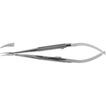 MICRO BARRAQUER NEEDLE HOLDER 135MM CURVED SMOOTH JAWS 0,5MM WITH CATCH ROUND HANDLE Ø8MM