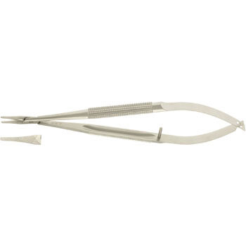 BARRAQUER NEEDLE HOLDER 130MM STRAIGHT MICRO SERRATED JAWS WITHOUT CATCH ROUND HANDLE Ø8MM