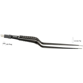 TUNGSTENGRIP BIPOLAR FORCEPS 190MM, 1.2MM JAW, BAYONETT, STRAIGHT WITHOUT STOP GUIDING PIN, US PLUG