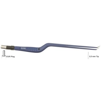 BIPOLAR FORCEPS 160MM, 0.5MM, BAYONETT UPWARDS ANGLED WITH STOP GUIDING PIN