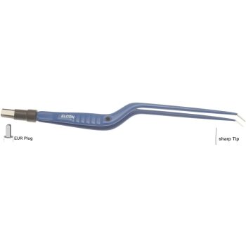 BIPOLAR FORCEPS 160MM, SHARP, BAYONETT DOWNWARDS ANGLED WITH STOP GUIDING PIN