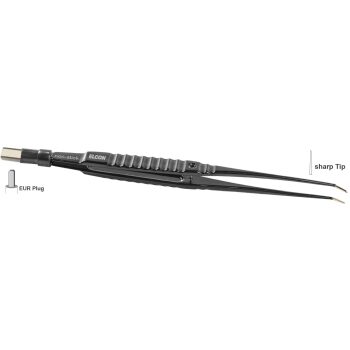 BIPOLAR FORCEPS 160MM, SHARP ANGLED WITH STOP GUIDING PIN, NON STICK