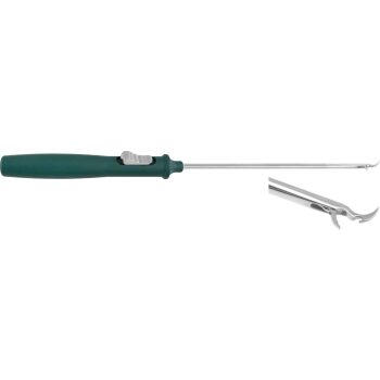 SUTURE SIXER HOOK / GUIDE INSTRUMENT, 155MM, TIP TURNED RIGHT, CIGAR (PPSU) HANDLE GREEN